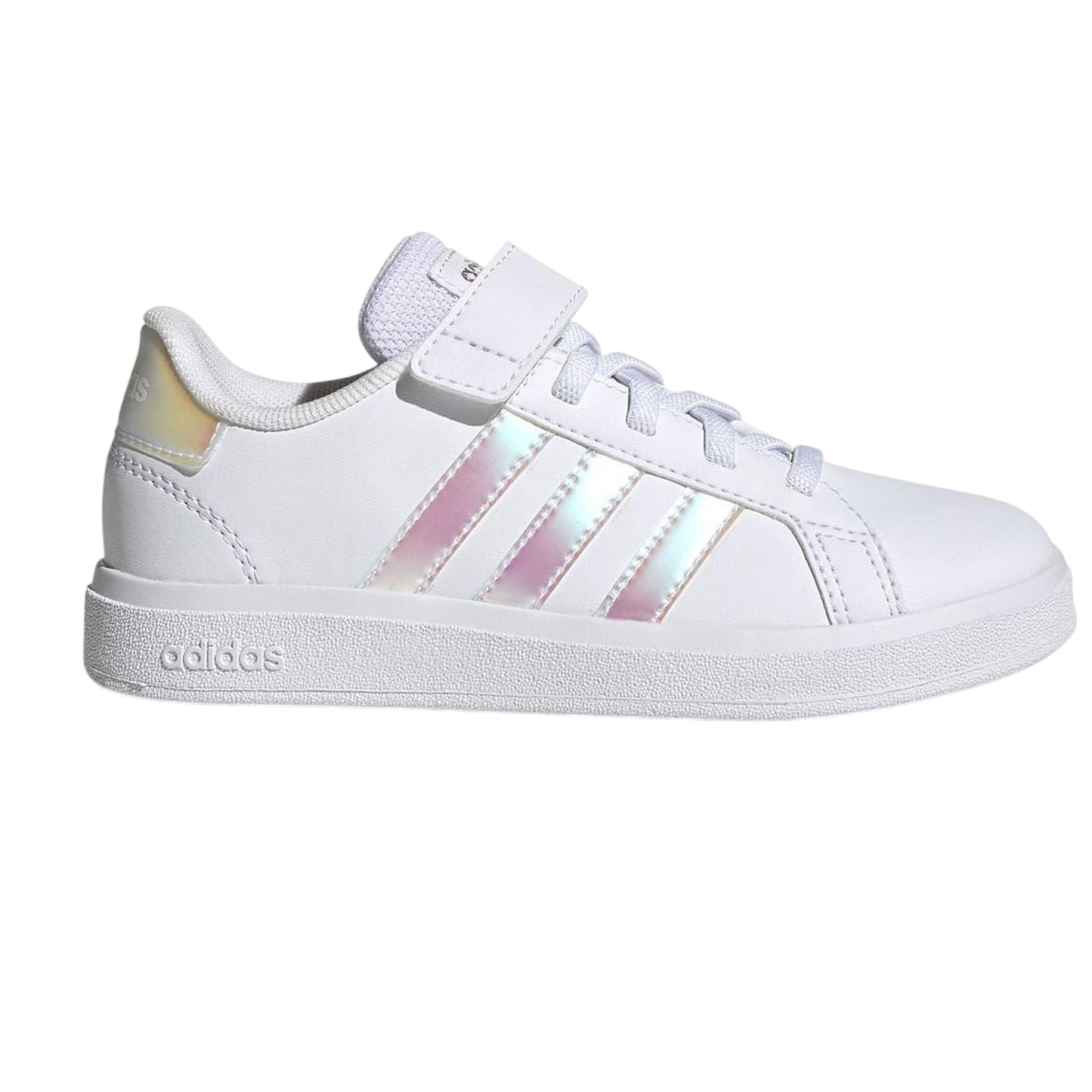 White-Iridescent - Front - Adidas Girls Grand Court 2.0 Flat Trainers