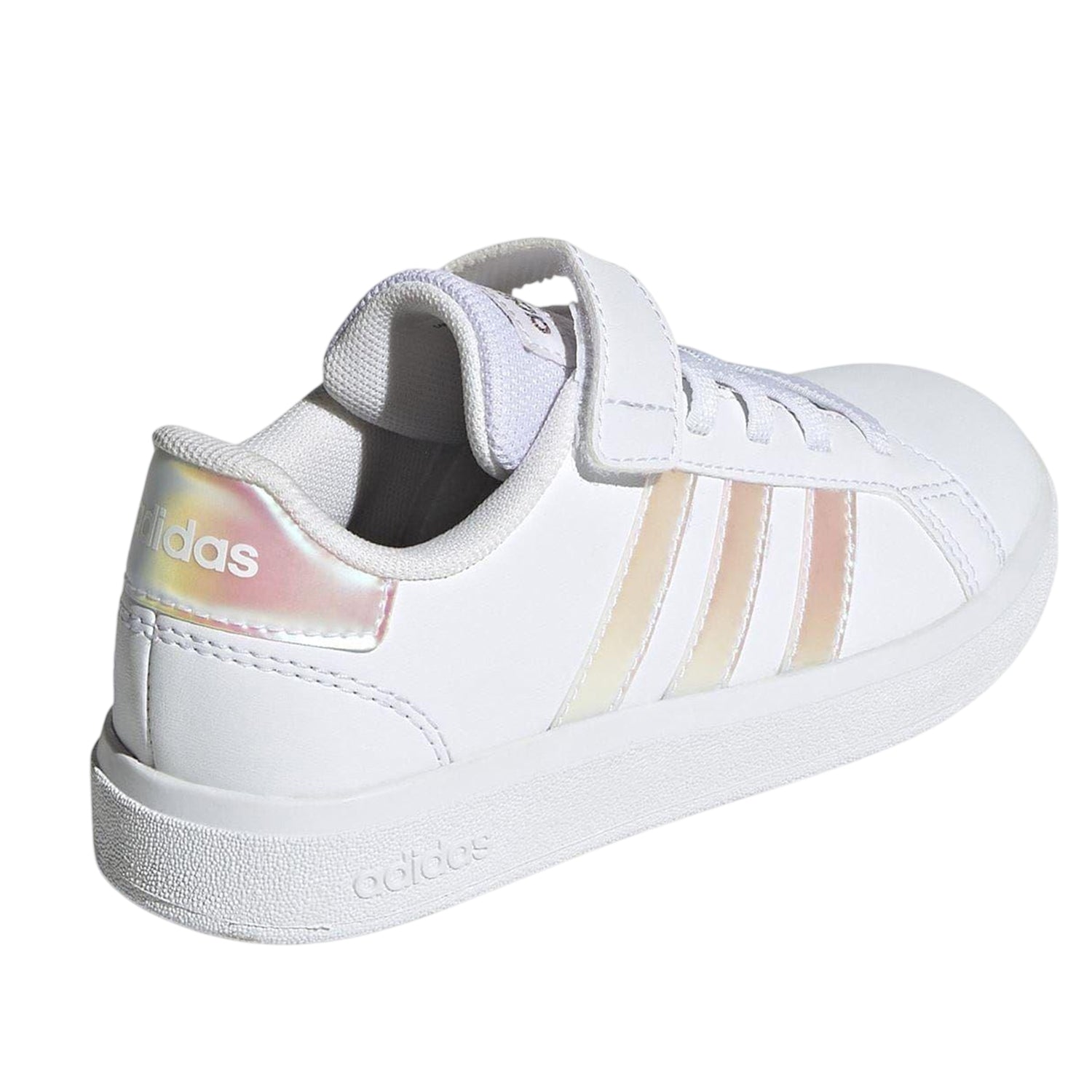White-Iridescent - Back - Adidas Girls Grand Court 2.0 Flat Trainers