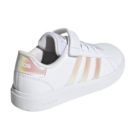 White-Iridescent - Back - Adidas Girls Grand Court 2.0 Flat Trainers
