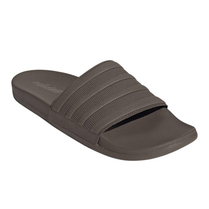 Olive Strata - Side - Adidas Mens Adilette Comfort 3 Stripes Flat Slides