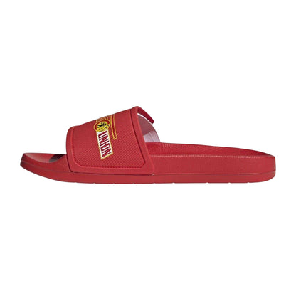 Vivid Red-White - Side - Adidas Womens-Ladies Adilette Triple Stripe Synthetic Slides