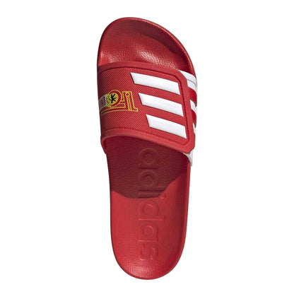 Vivid Red-White - Pack Shot - Adidas Womens-Ladies Adilette Triple Stripe Synthetic Slides