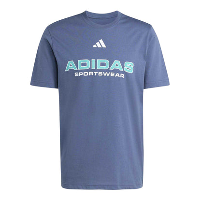 Navy-Teal - Front - Adidas Mens House Of Tiro Linear Regular T-Shirt