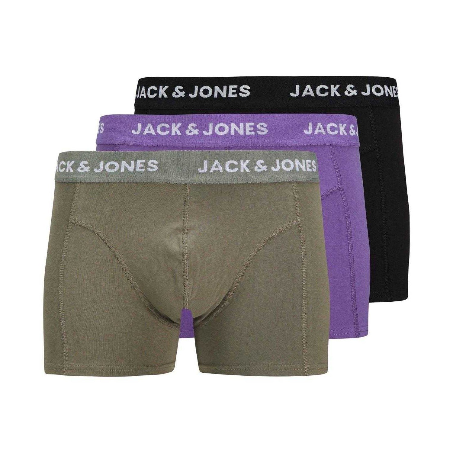 Agave Green - Front - Jack And Jones Mens Solid Boxer Shorts (Pack of 3)