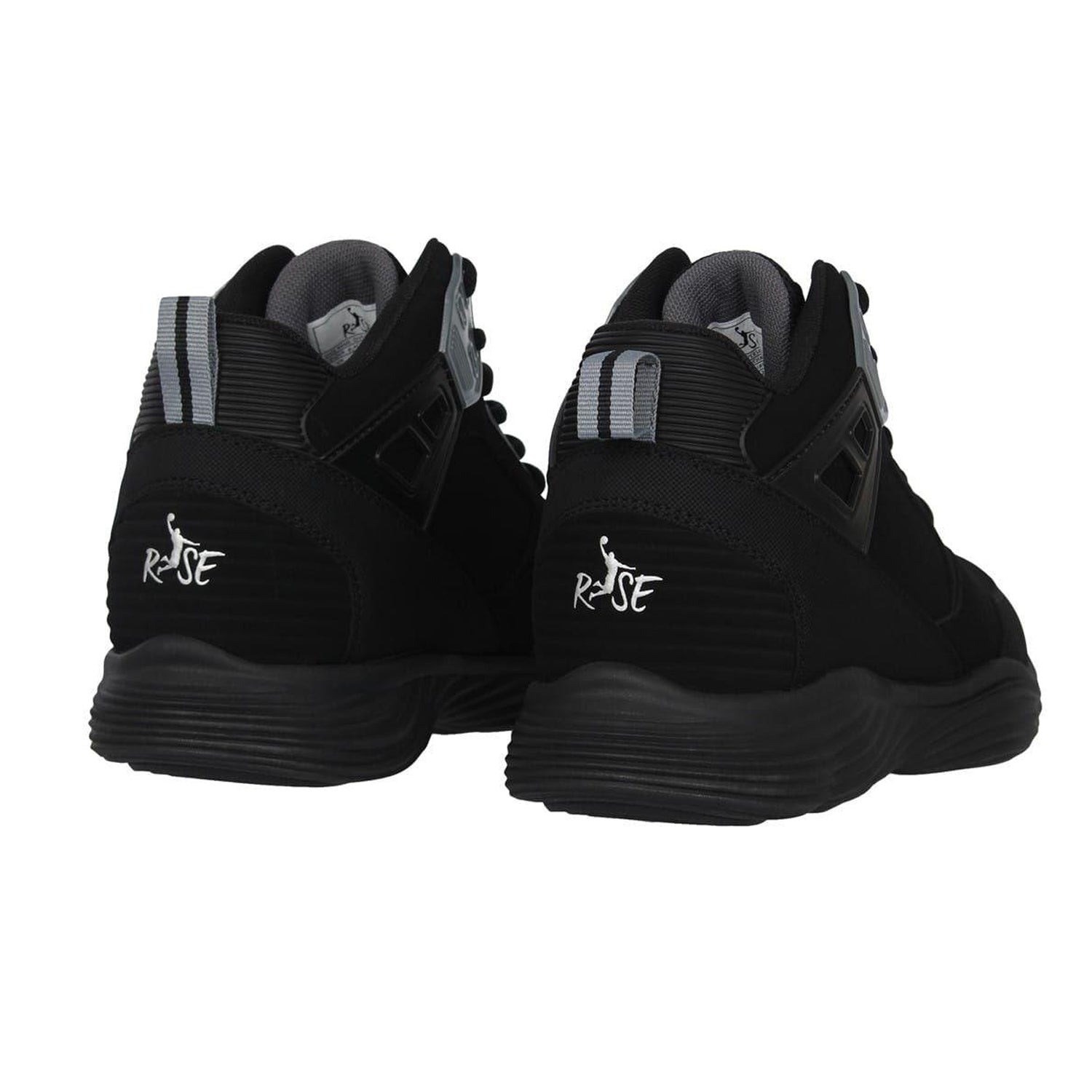 Black-Charcoal - Back - Rise Mens Diverse PU Basketball Shoes