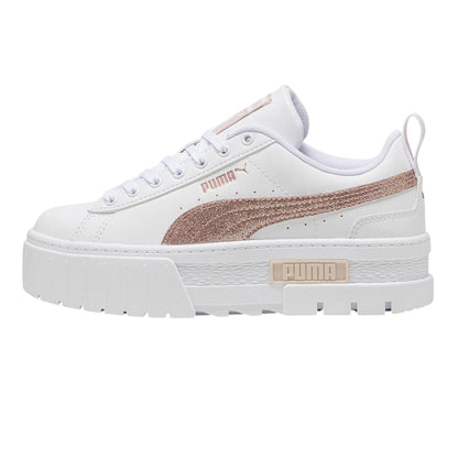 White-Glitter White - Back - Puma Womens-Ladies Mayze Leather Platform Trainers