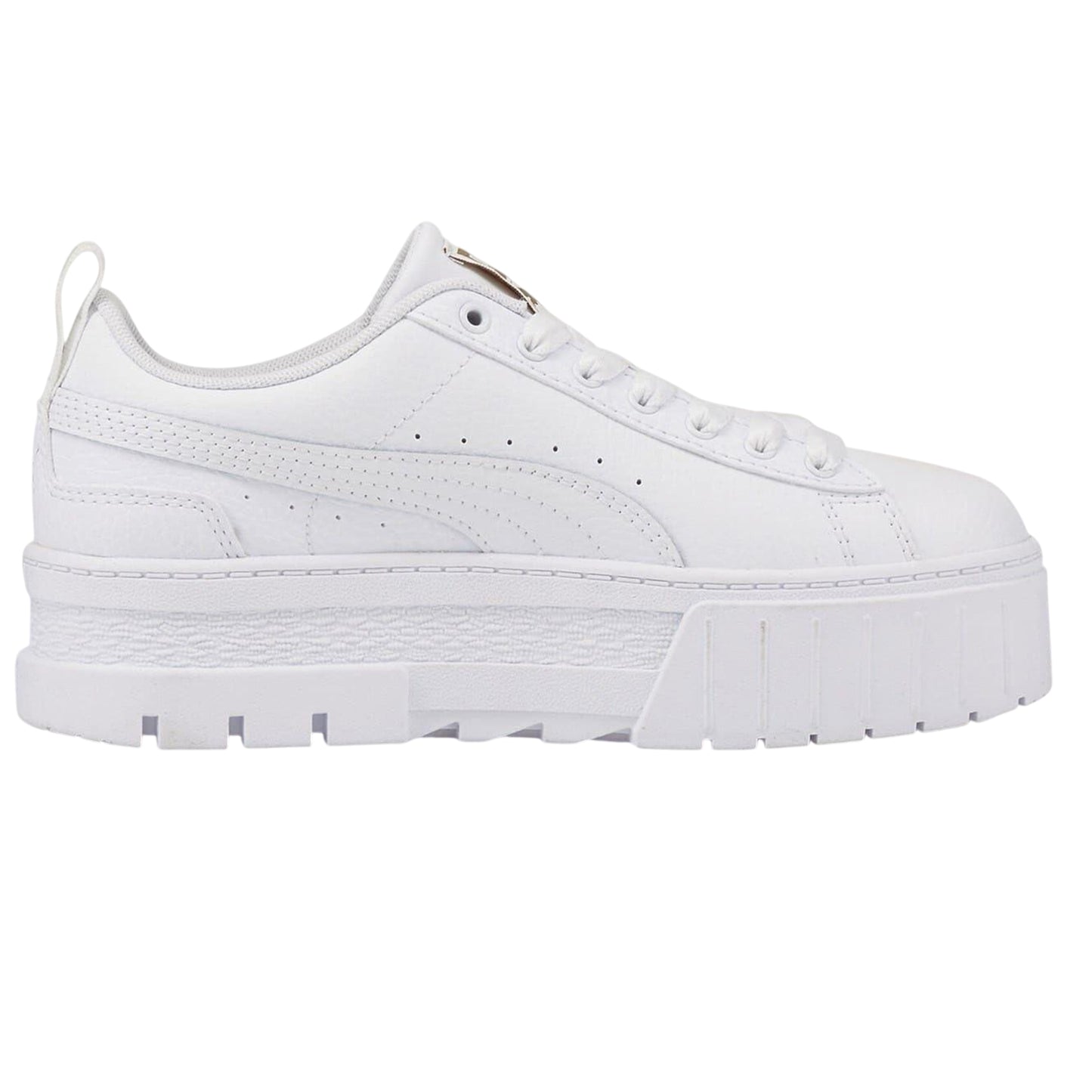 White - Front - Puma Womens-Ladies Mayze Leather Platform Trainers