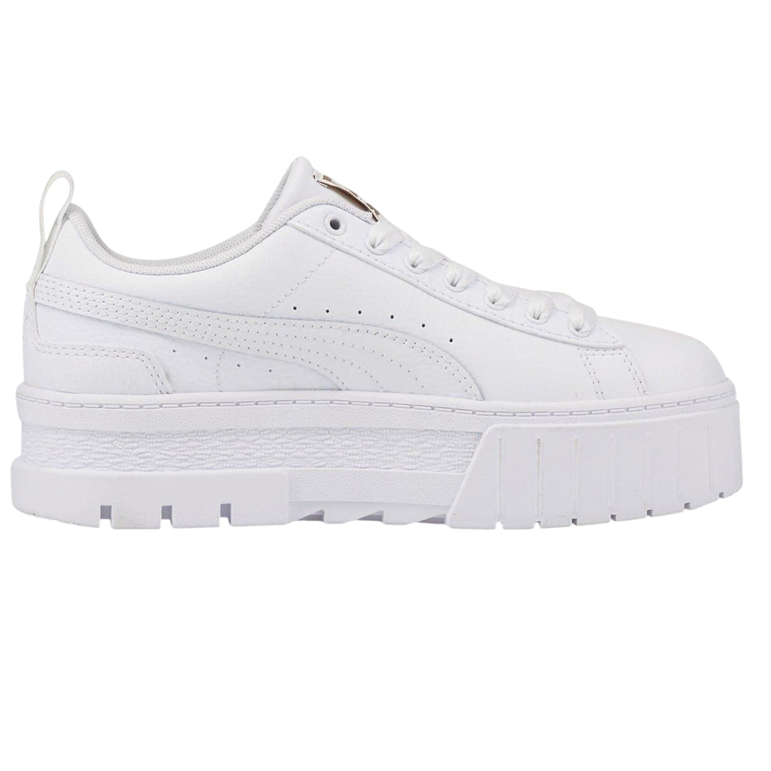 White - Front - Puma Womens-Ladies Mayze Leather Platform Trainers