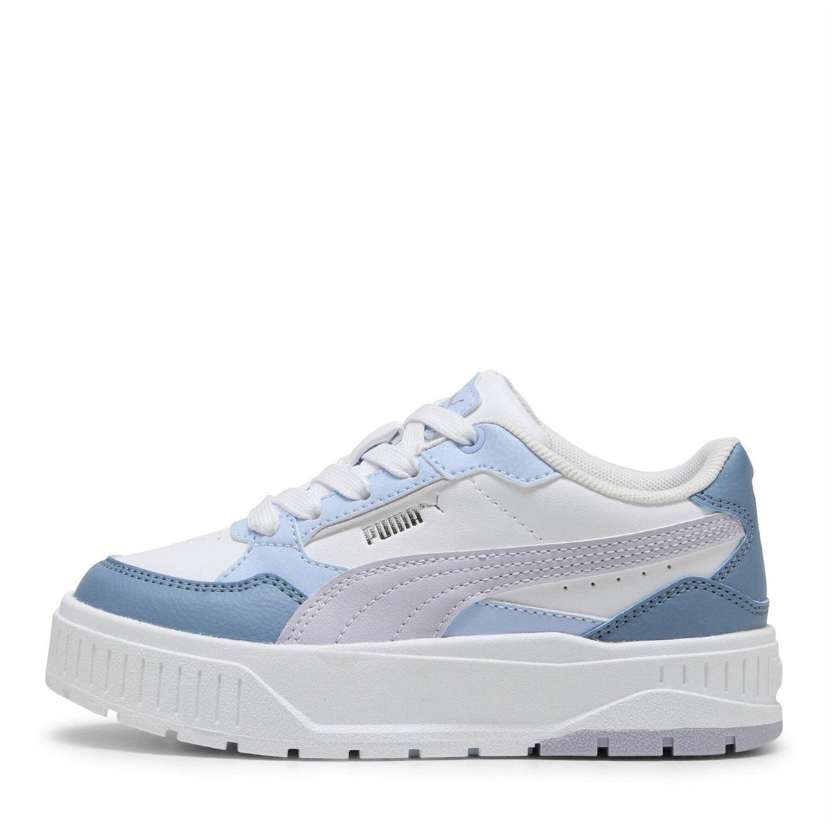 White-Lilac - Back - Puma Childrens-Kids Karmen II Leather Platform Trainers