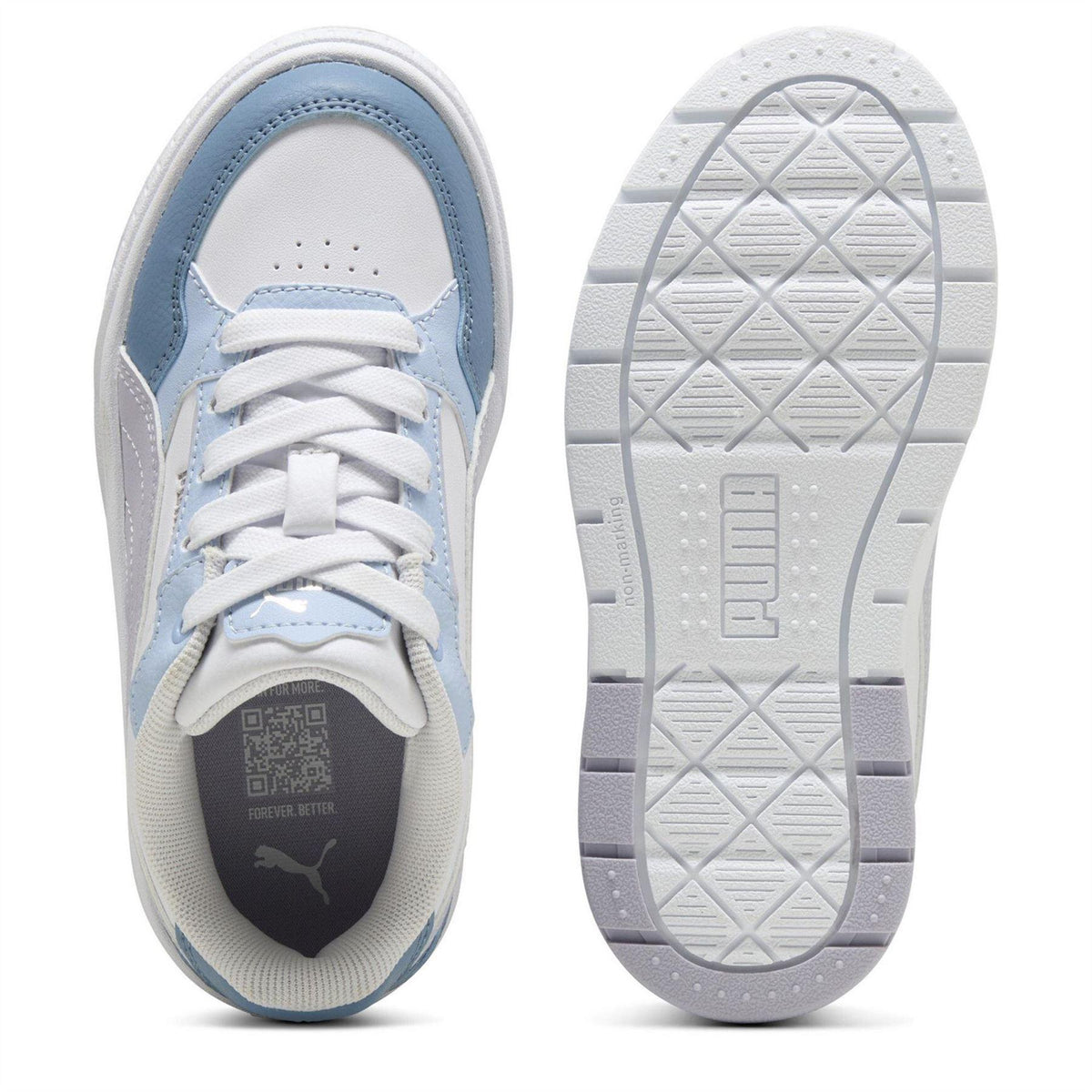 White-Lilac - Side - Puma Childrens-Kids Karmen II Leather Platform Trainers