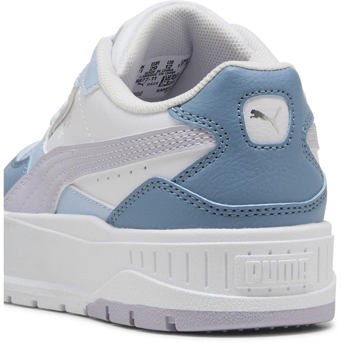 White-Lilac - Pack Shot - Puma Childrens-Kids Karmen II Leather Platform Trainers