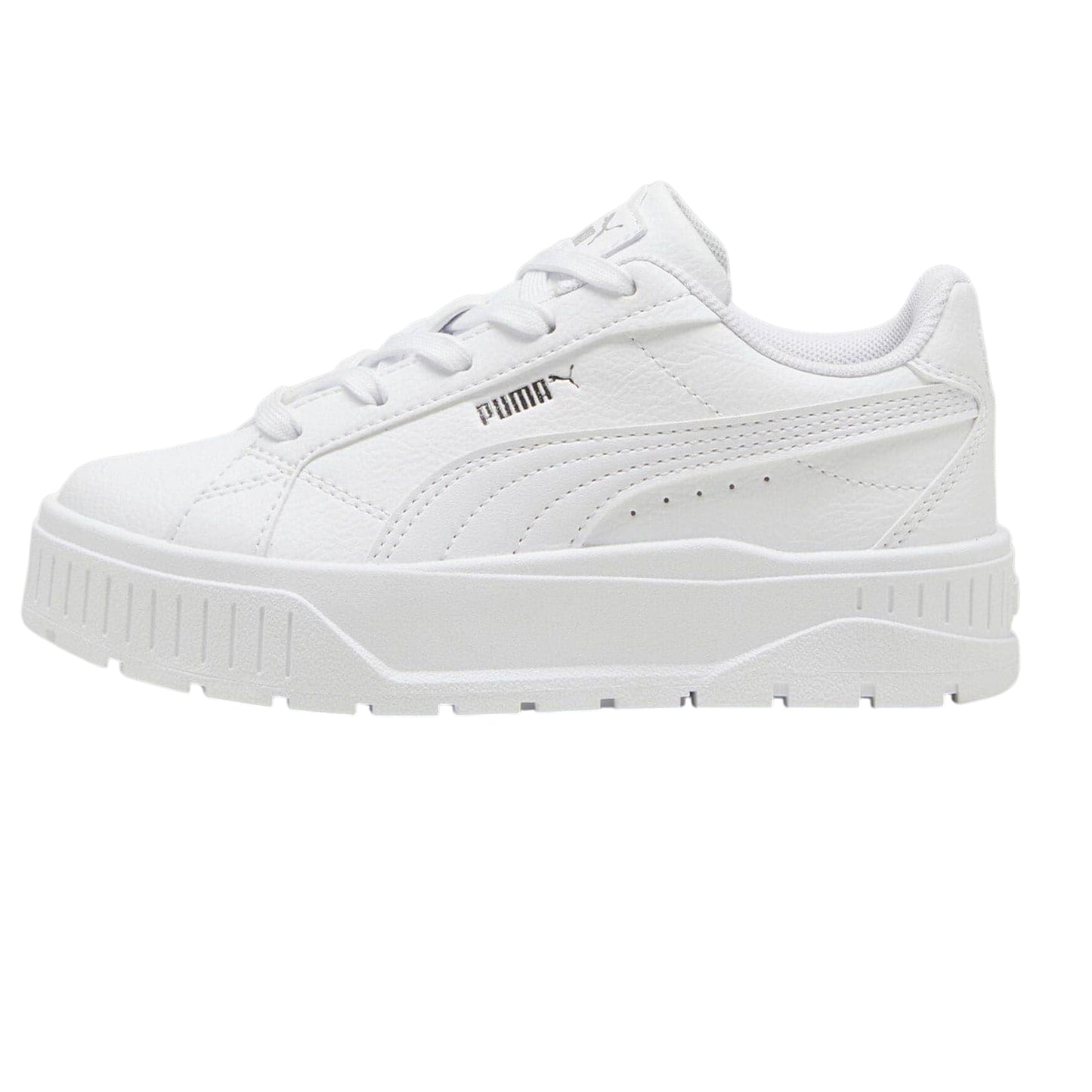 White - Back - Puma Childrens-Kids Karmen II Leather Platform Trainers
