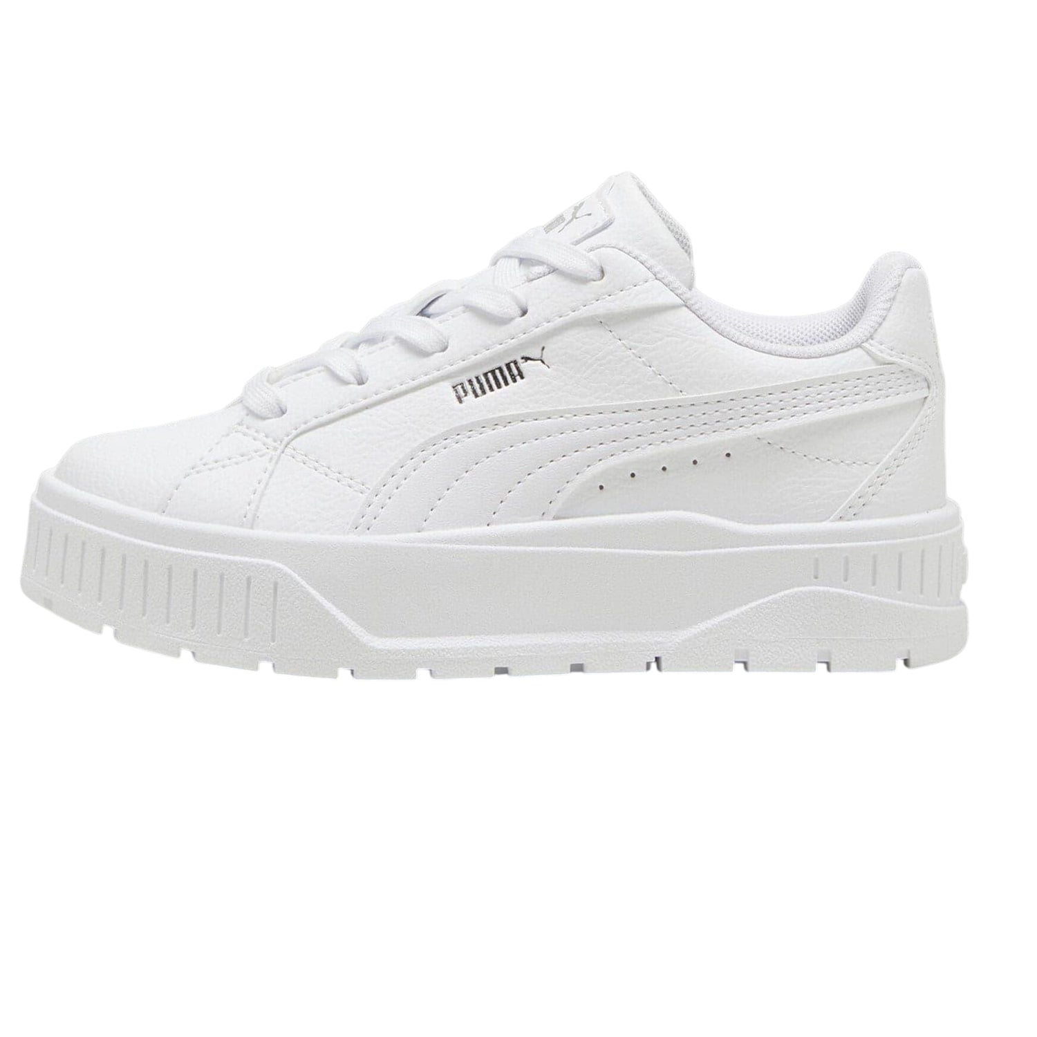 White - Back - Puma Childrens-Kids Karmen II Leather Platform Trainers