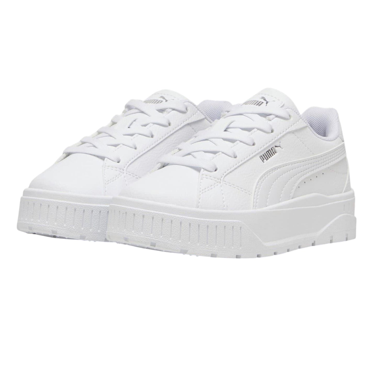 White - Side - Puma Childrens-Kids Karmen II Leather Platform Trainers