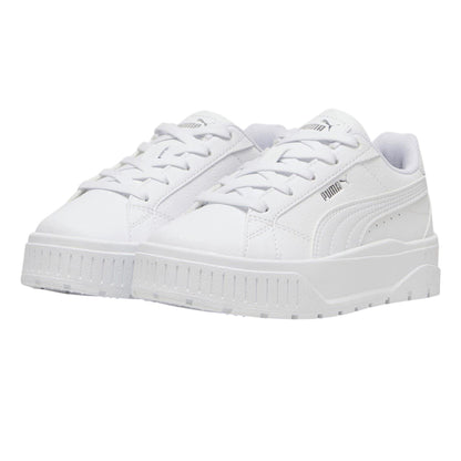 White - Side - Puma Childrens-Kids Karmen II Leather Platform Trainers