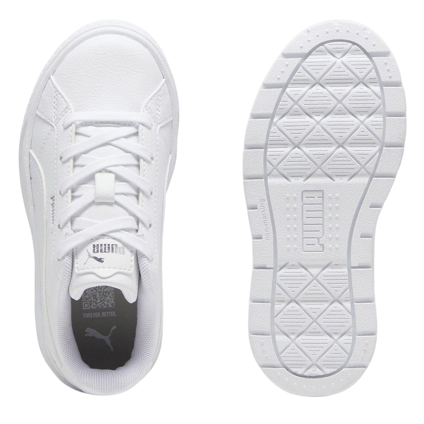 White - Lifestyle - Puma Childrens-Kids Karmen II Leather Platform Trainers