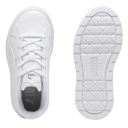 White - Lifestyle - Puma Childrens-Kids Karmen II Leather Platform Trainers