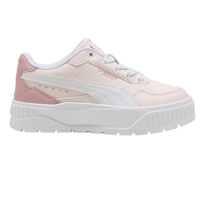 White-Pink - Front - Puma Childrens-Kids Karmen II Leather Platform Trainers