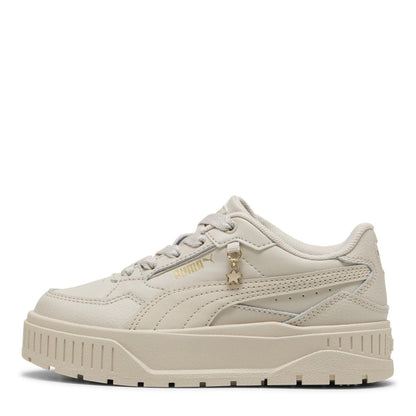 Silver - Back - Puma Childrens-Kids Karmen II Leather Platform Trainers