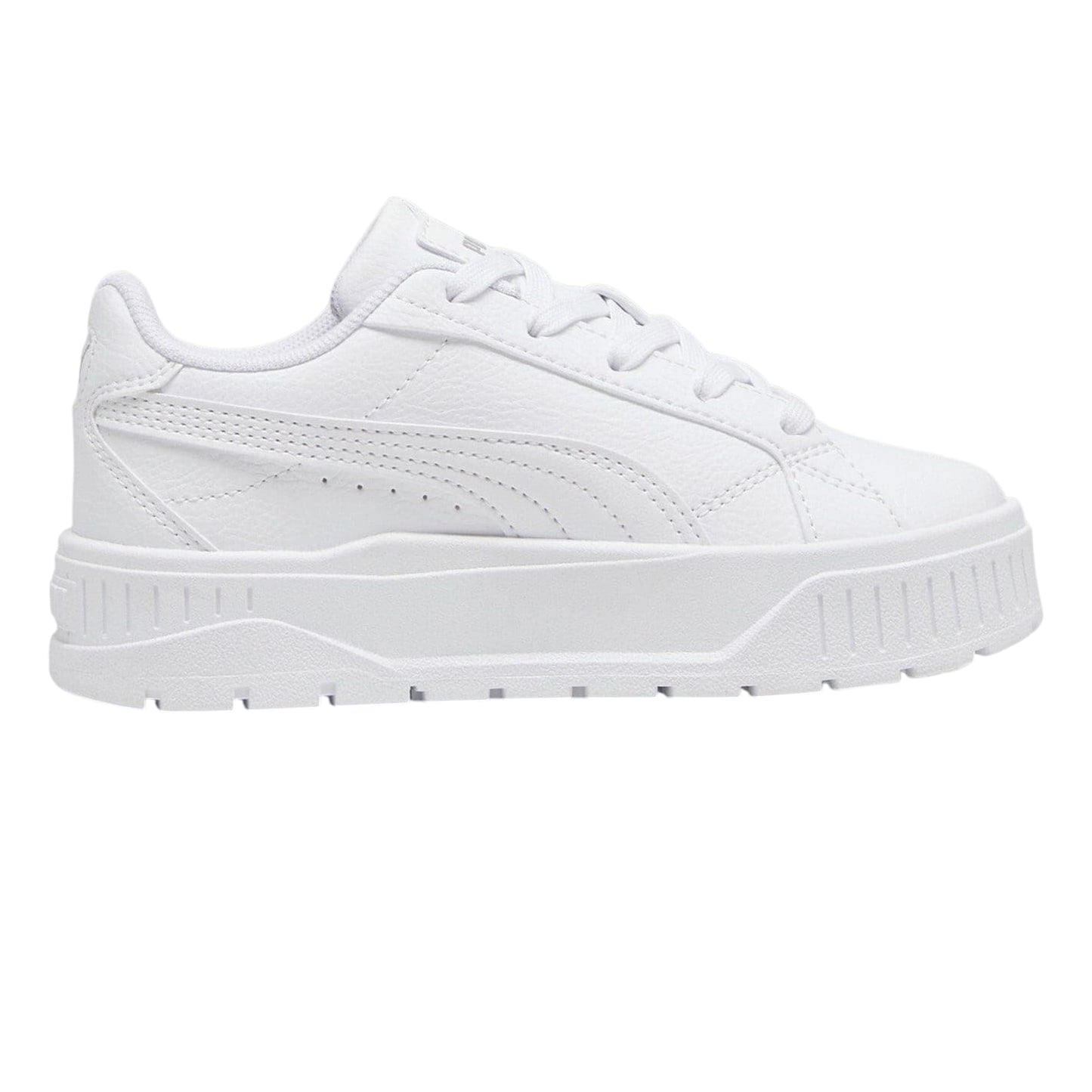 White - Front - Puma Childrens-Kids Karmen II Leather Platform Trainers