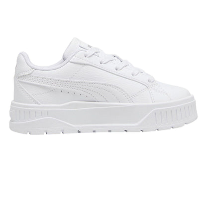 White - Front - Puma Childrens-Kids Karmen II Leather Platform Trainers