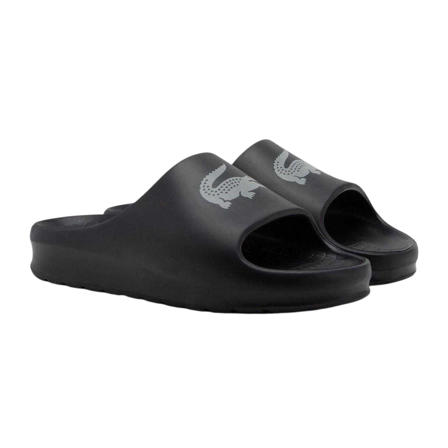 Grey - Side - Lacoste Mens Serve Crocodile Holiday Sliders