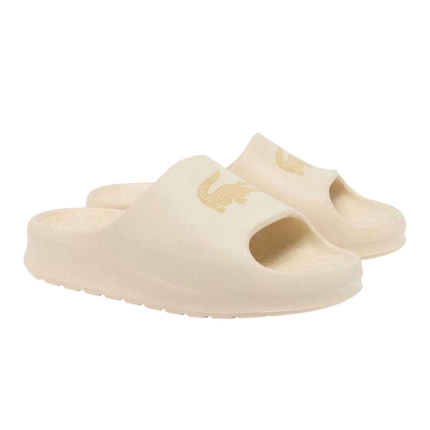 Off White - Side - Lacoste Mens Serve Crocodile Holiday Sliders