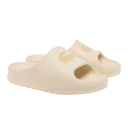 Off White - Side - Lacoste Mens Serve Crocodile Holiday Sliders