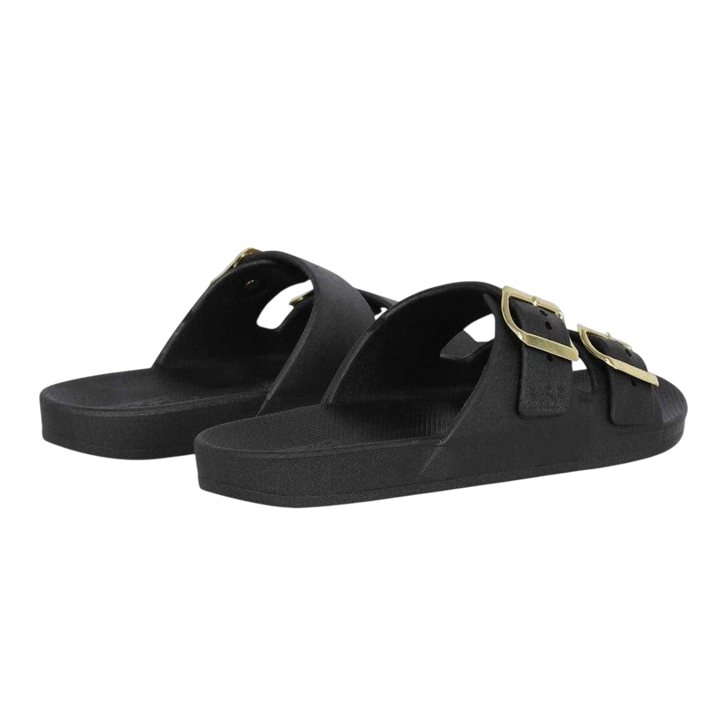 Black - Back - Biba Womens-Ladies Double Buckle Flat Sliders