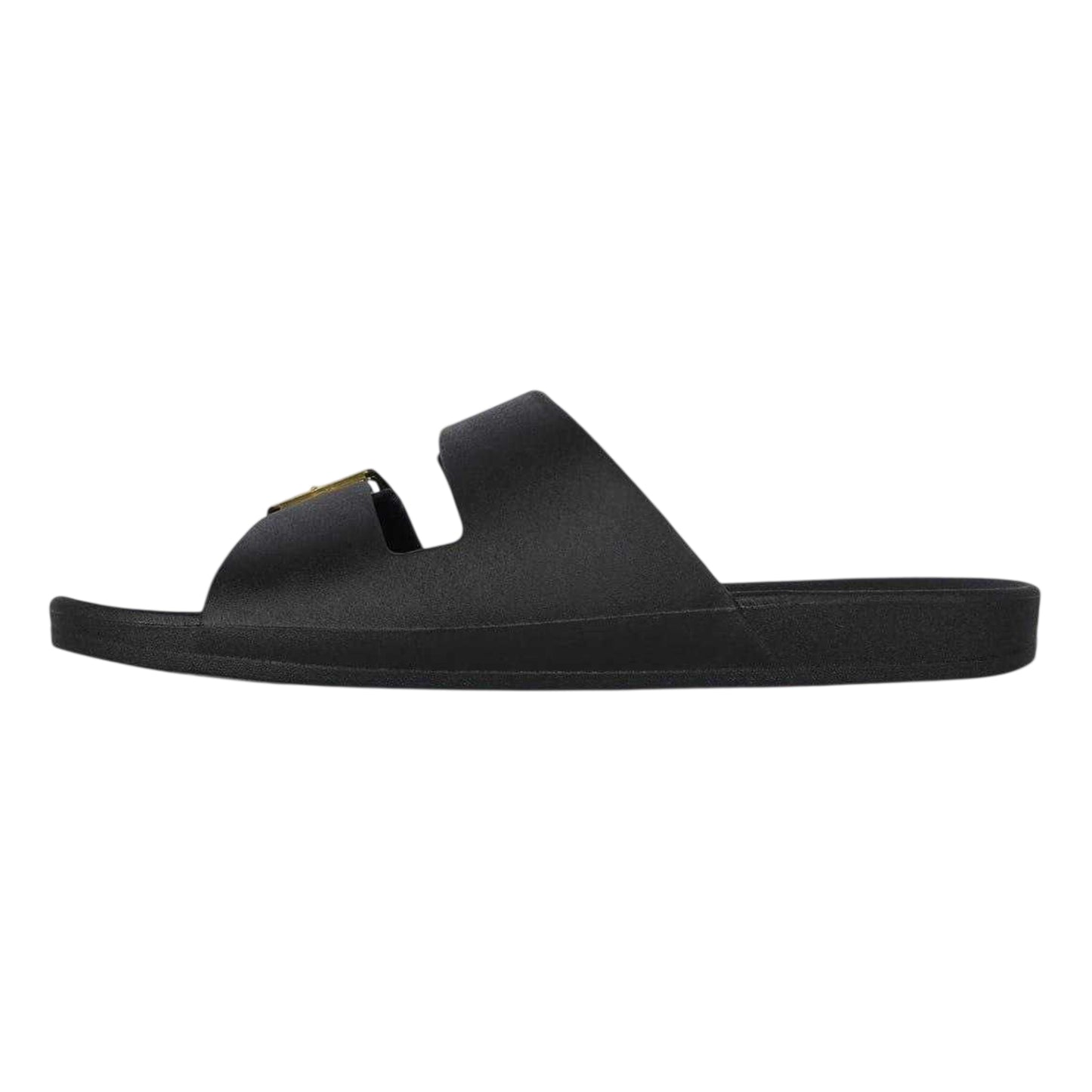 Black - Side - Biba Womens-Ladies Double Buckle Flat Sliders
