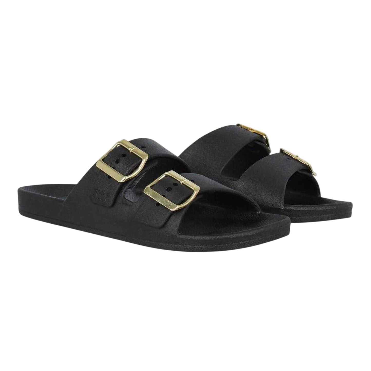 Black - Lifestyle - Biba Womens-Ladies Double Buckle Flat Sliders