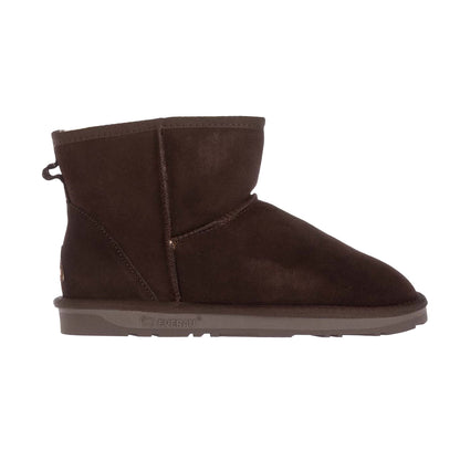 Brown - Side - EverAu Womens-Ladies Emu Mini Cow Suede Classic Boots