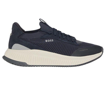 Navy - Front - Boss Mens TTNM EVO Suede Trainers