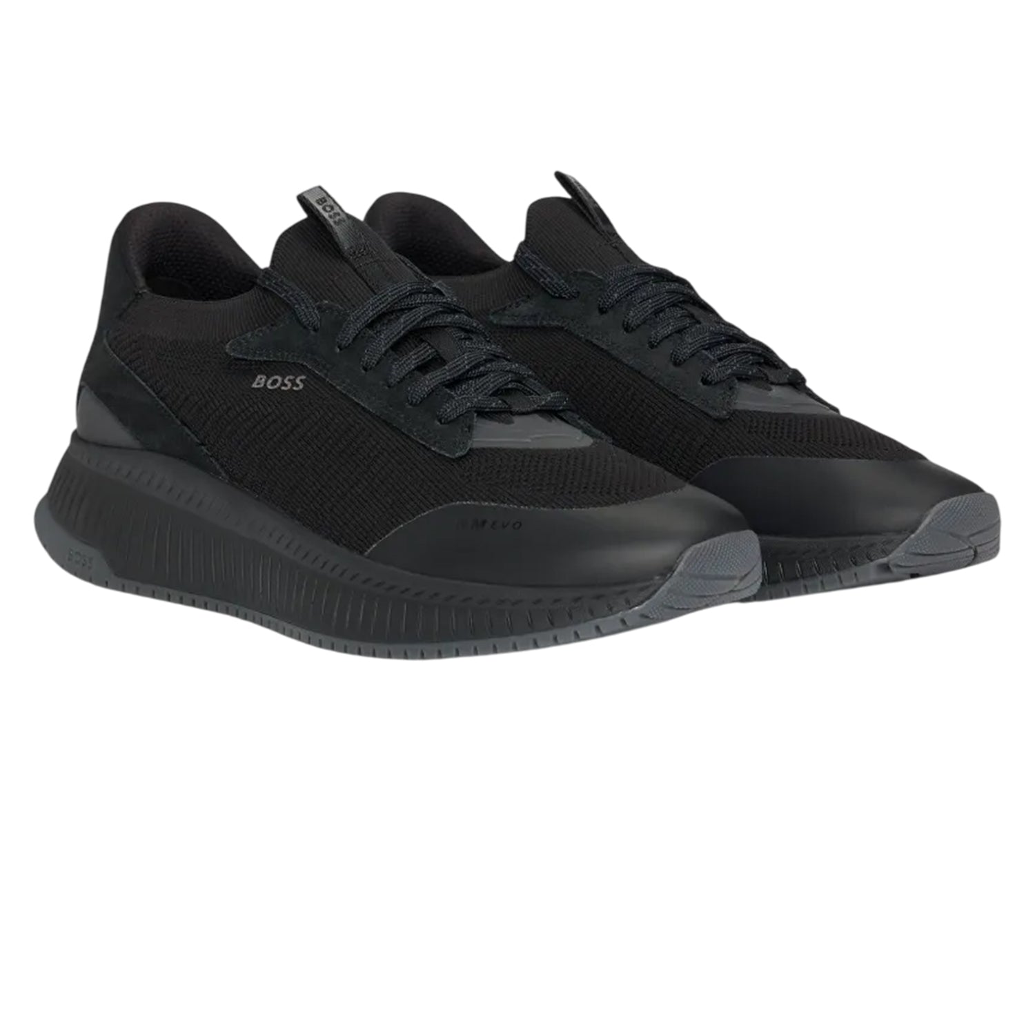 Black - Side - Boss Mens TTNM EVO Suede Trainers
