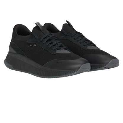 Black - Side - Boss Mens TTNM EVO Suede Trainers