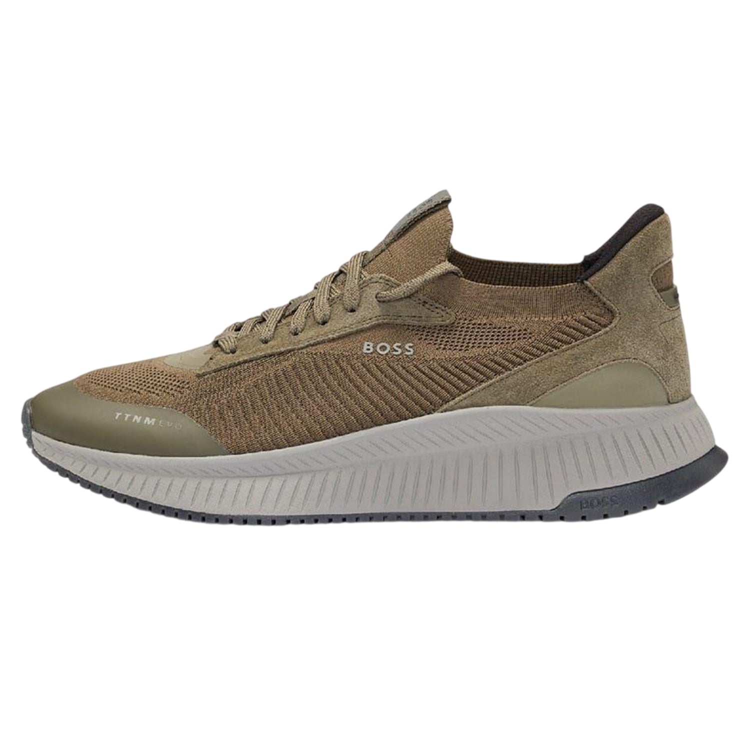 Dark Green - Back - Boss Mens TTNM EVO Suede Trainers