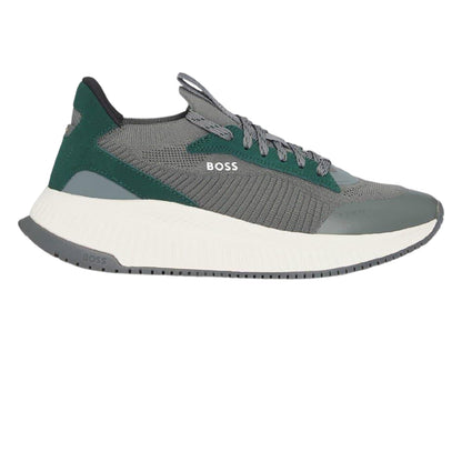Green - Front - Boss Mens TTNM EVO Suede Trainers