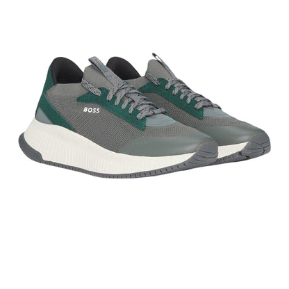 Green - Side - Boss Mens TTNM EVO Suede Trainers