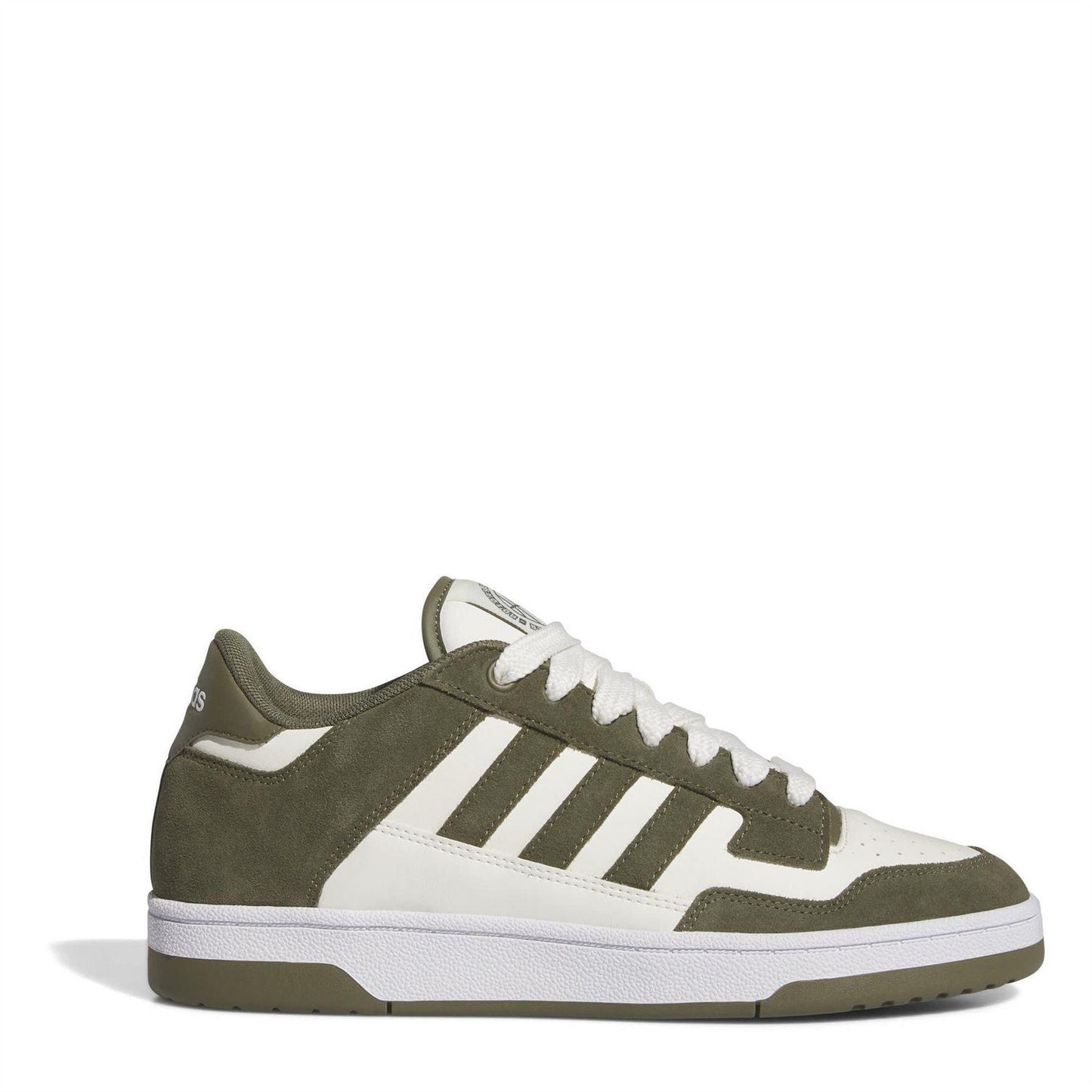 Olive-White - Front - Adidas Mens Rapid Court Suede Trainers