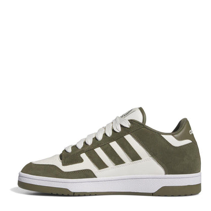 Olive-White - Back - Adidas Mens Rapid Court Suede Trainers