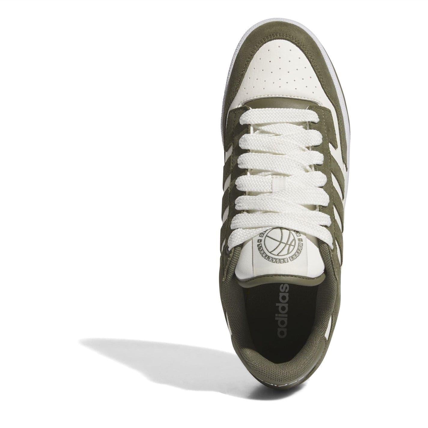 Olive-White - Pack Shot - Adidas Mens Rapid Court Suede Trainers
