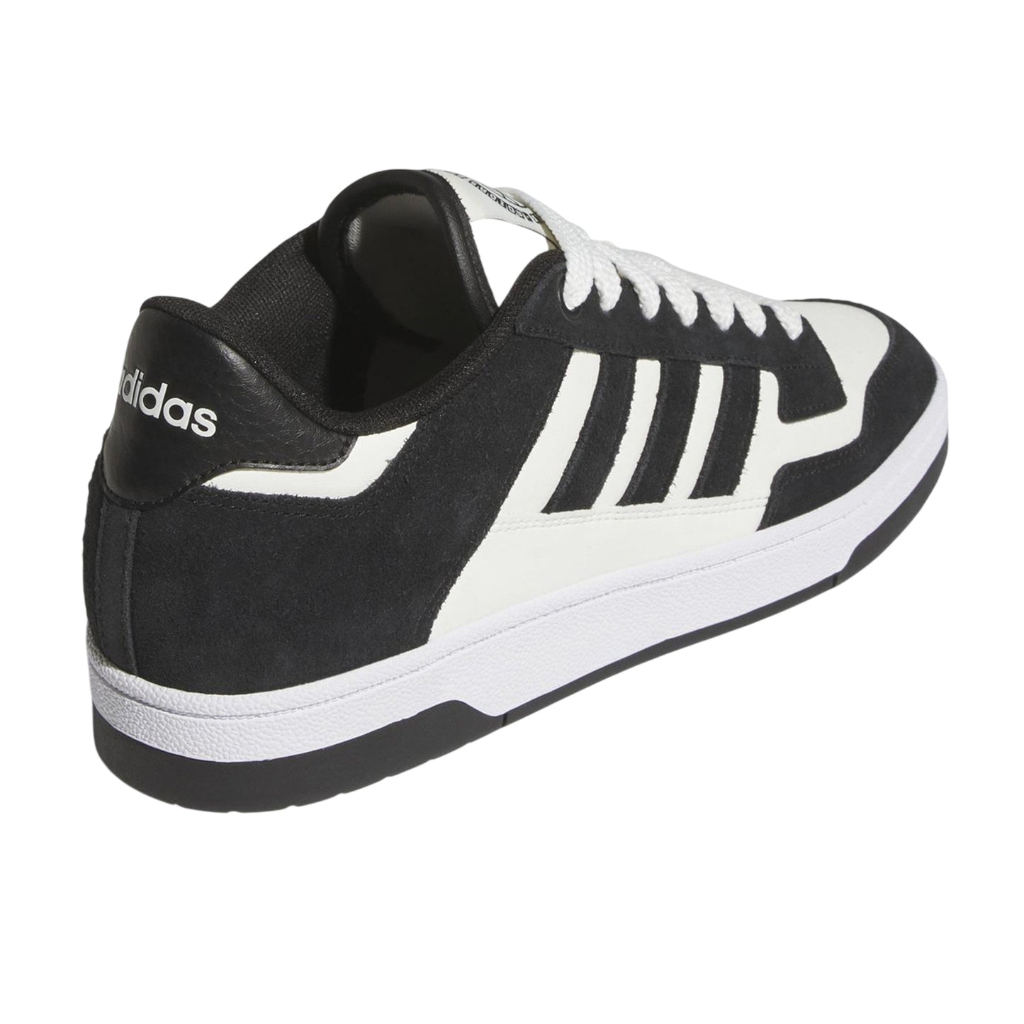 Black-White - Back - Adidas Mens Rapid Court Suede Trainers