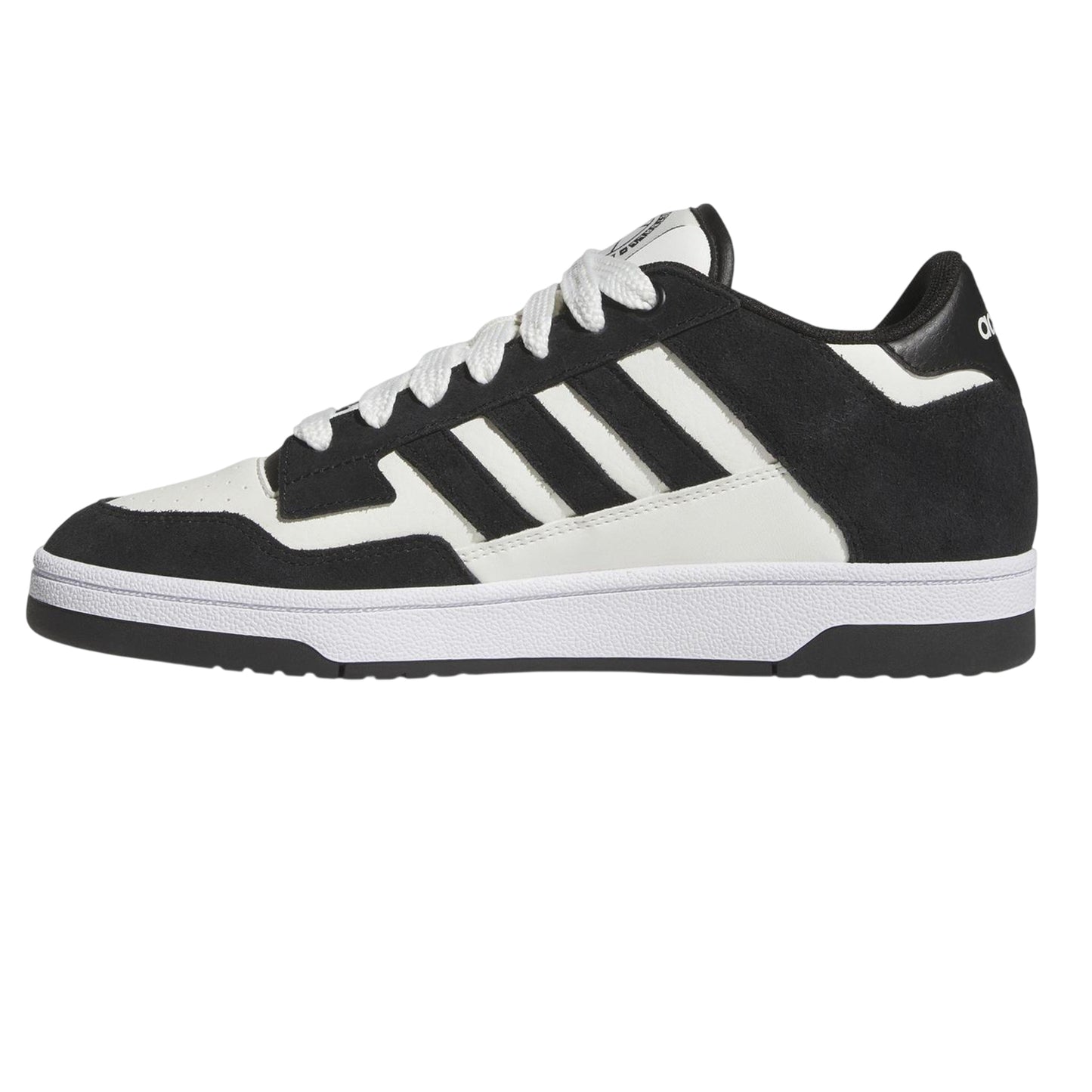 Black-White - Side - Adidas Mens Rapid Court Suede Trainers