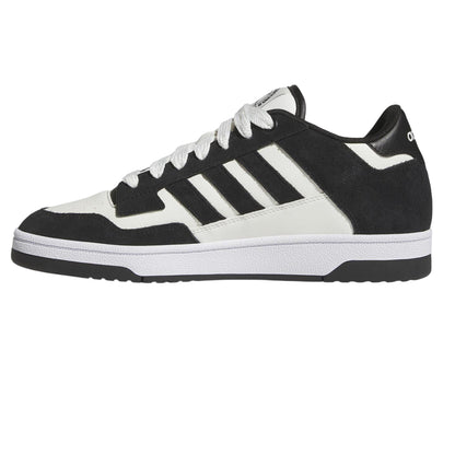 Black-White - Side - Adidas Mens Rapid Court Suede Trainers