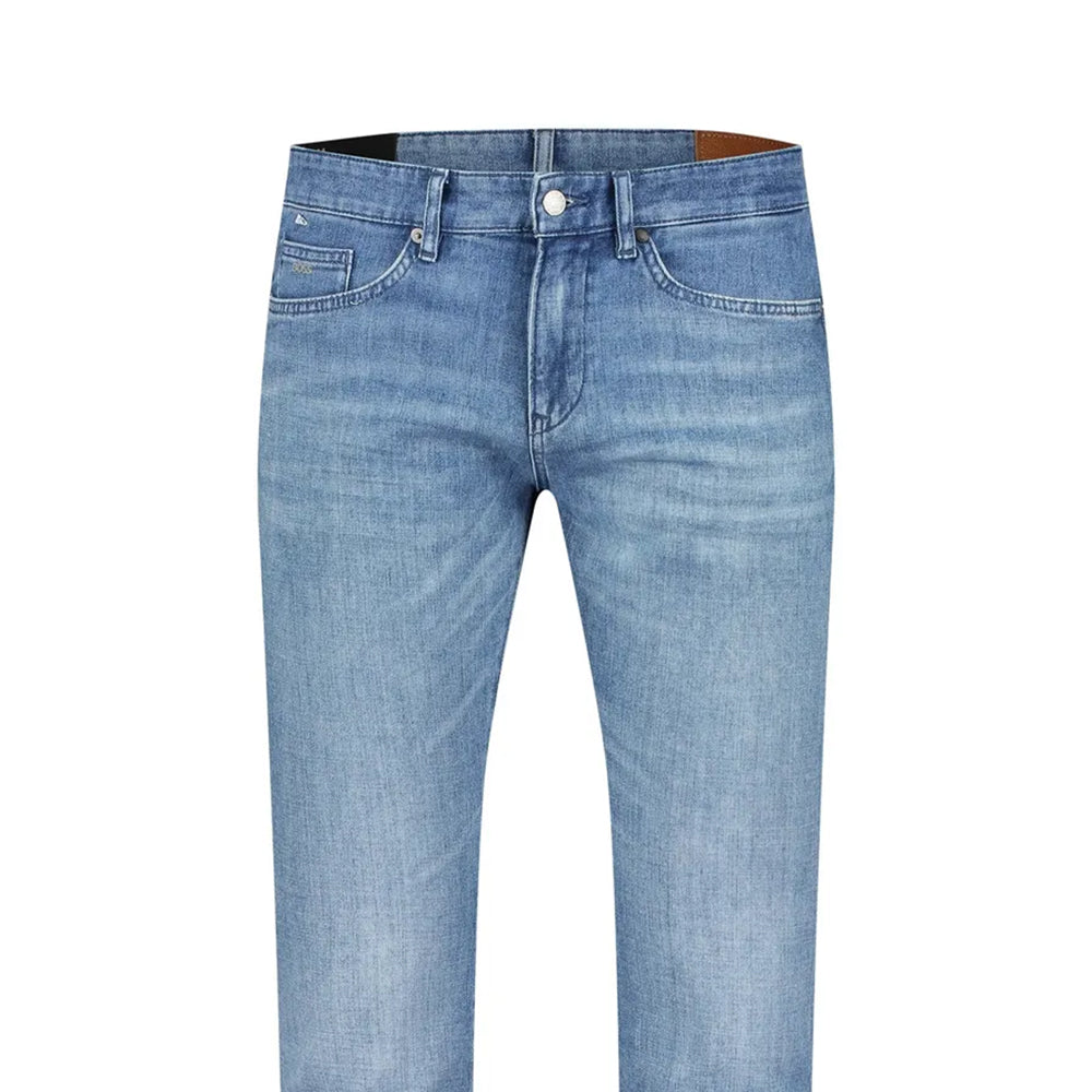 Turquoise - Back - Hugo Boss Mens Mid Rise Straight Leg Jeans