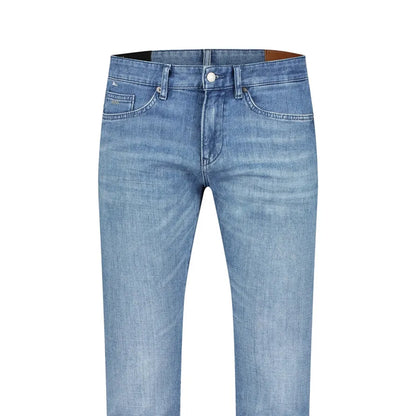 Turquoise - Back - Hugo Boss Mens Mid Rise Straight Leg Jeans