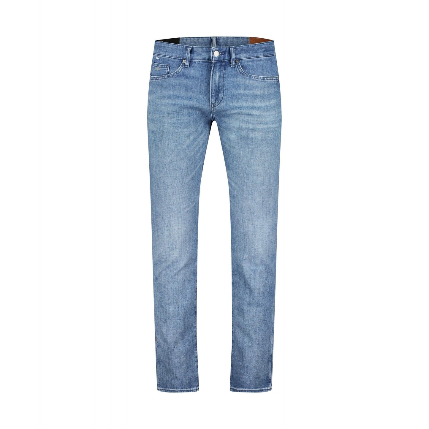 Turquoise - Front - Hugo Boss Mens Mid Rise Straight Leg Jeans
