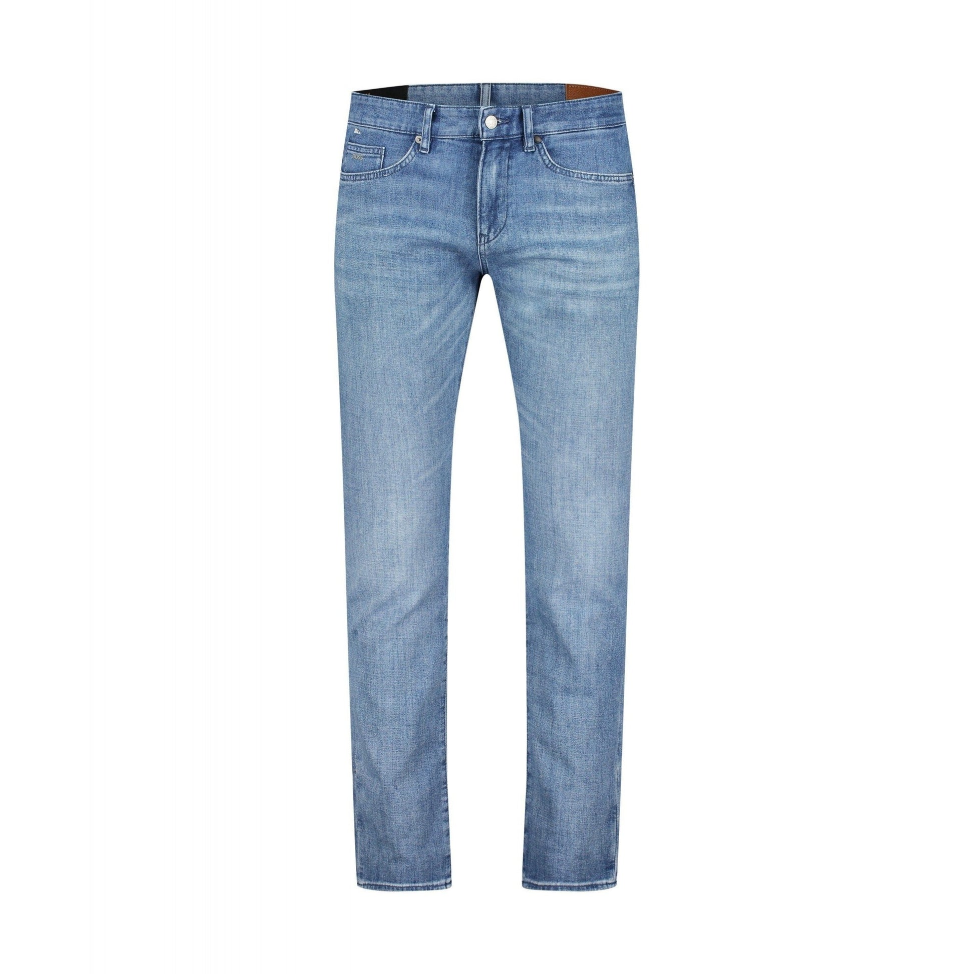 Turquoise - Front - Hugo Boss Mens Mid Rise Straight Leg Jeans