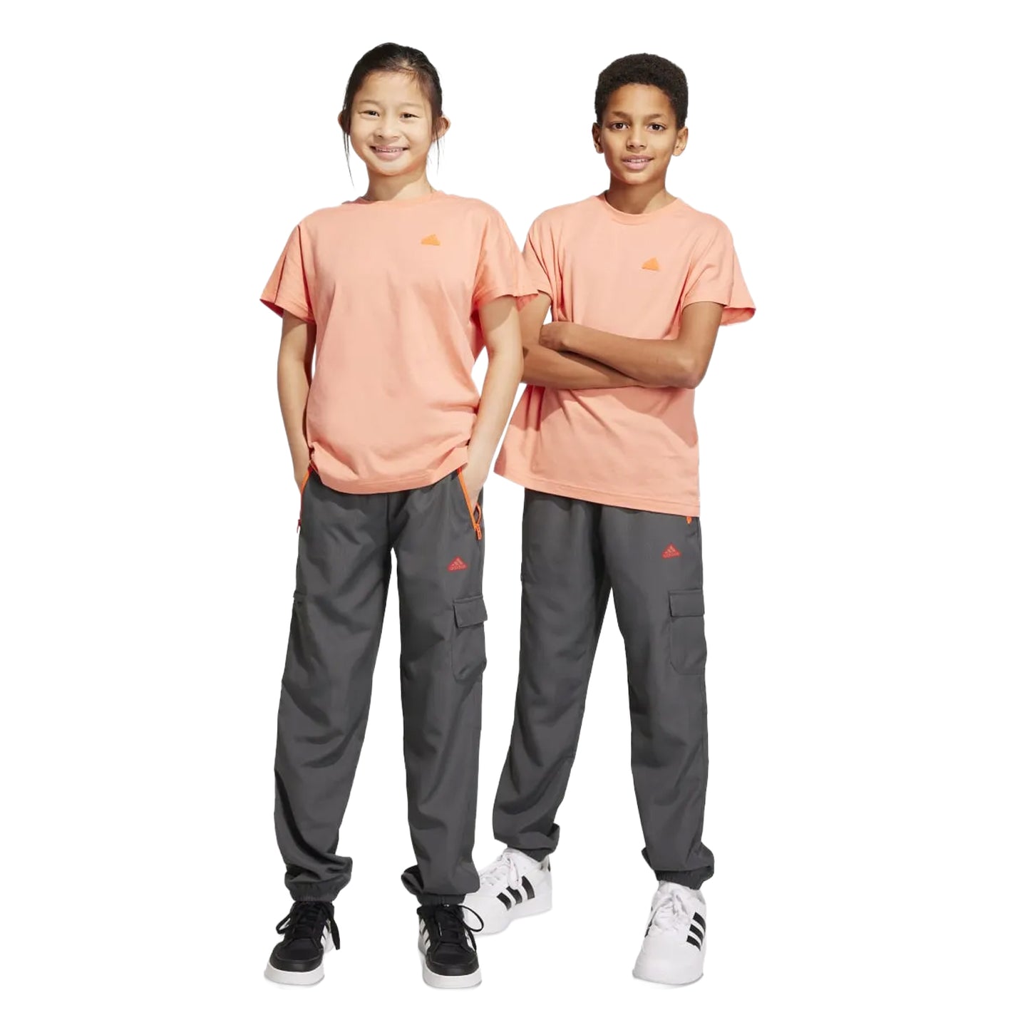 Grey - Side - Adidas Childrens-Kids City Escape Cargo Pocket Tracksuit Bottoms