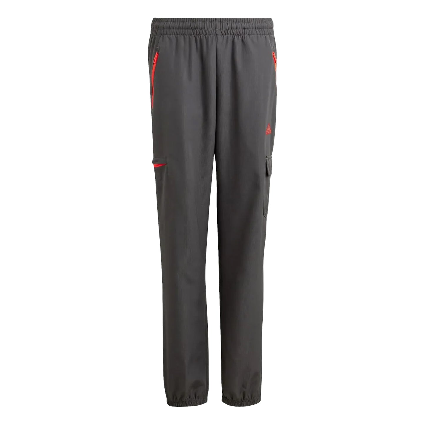 Grey - Front - Adidas Childrens-Kids City Escape Cargo Pocket Tracksuit Bottoms